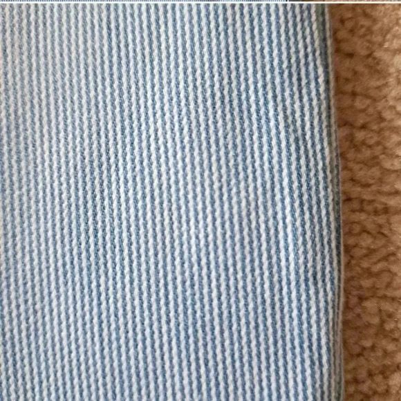 Santana Jeans Cropped Denim Blue  White Stripe Faded Capri Size 16 - Picture 9 of 12